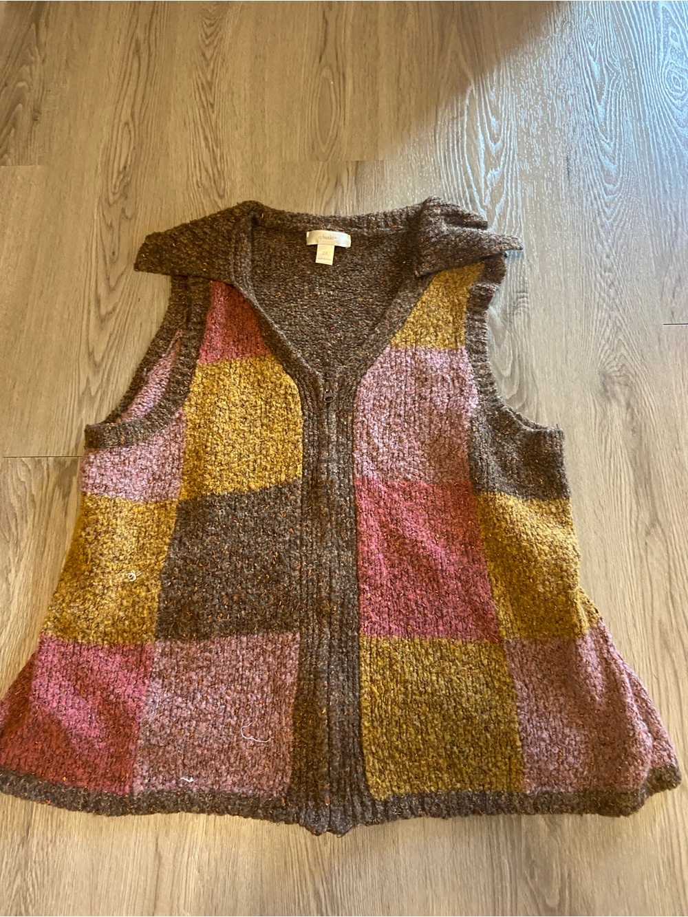 CJ Banks Textured Knit Sweater Vest in Brown and Copper